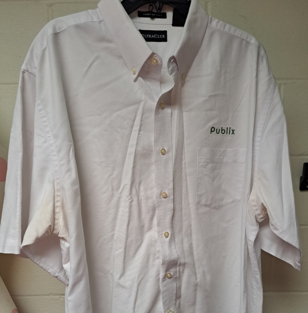 Publix Men's Short Sleeve White Manager's Shirt Size 2XL.